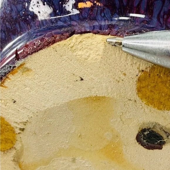 Clay Iridescent Bottle Neck Top Bud Table Vase Cobalt Blue Gold Purple Green - Picture 8 of 8